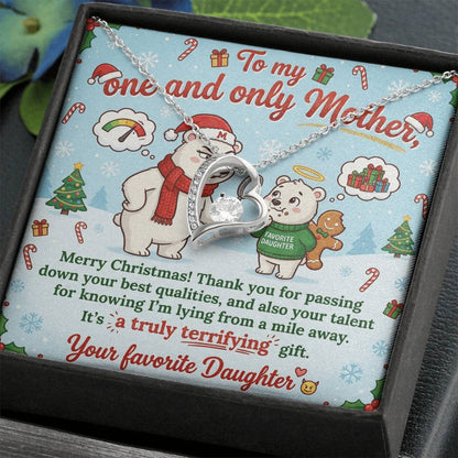 To My Mother Necklace From Daughter, Funny Christmas Gift for Mom, Holiday Present, Mother's Day Gift Idea - Love Knot Necklace-LKN22840