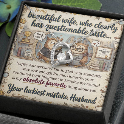To My Wife Necklace From Husband, Funny Anniversary Gift For Her, Love Knot Necklace-LKN88044