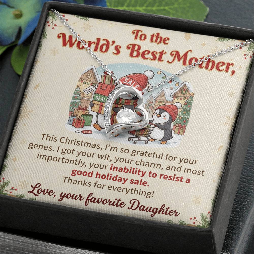 To My Mother Necklace From Daughter, Funny Christmas Gift For Mom, World's Best Mother, Birthday Gift Idea, Love Knot Necklace-LKN25516