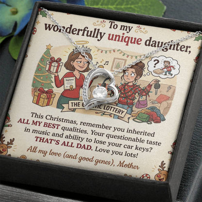 To My Daughter Necklace From Mother, Funny Christmas Gift For Daughter From Mom, Unique Birthday Gift - Love Knot Necklace-LKN19665