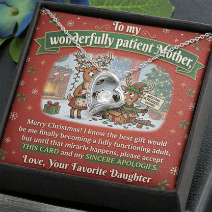 To My Mother Necklace From Daughter, Funny Christmas Gift for Mom, Adulting In Progress - Love Knot Necklace-LKN99492