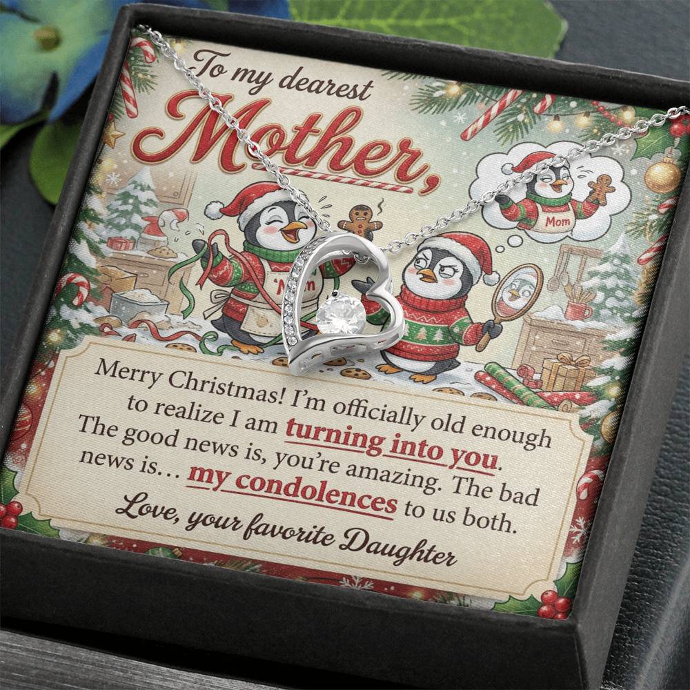 To My Mother Necklace From Daughter, Funny Christmas Gift For Mom, Mom Birthday Gift, Turning Into You - Love Knot Necklace-LKN95163