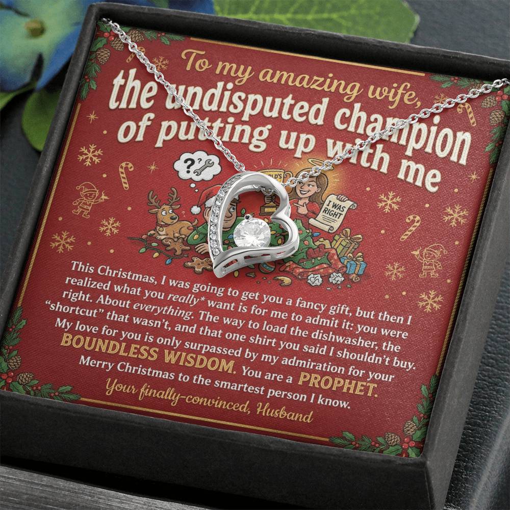 To My Wife Necklace From Husband, Funny Christmas Gift, Romantic Anniversary Present, Boundless Wisdom, Love Knot Necklace-LKN14931