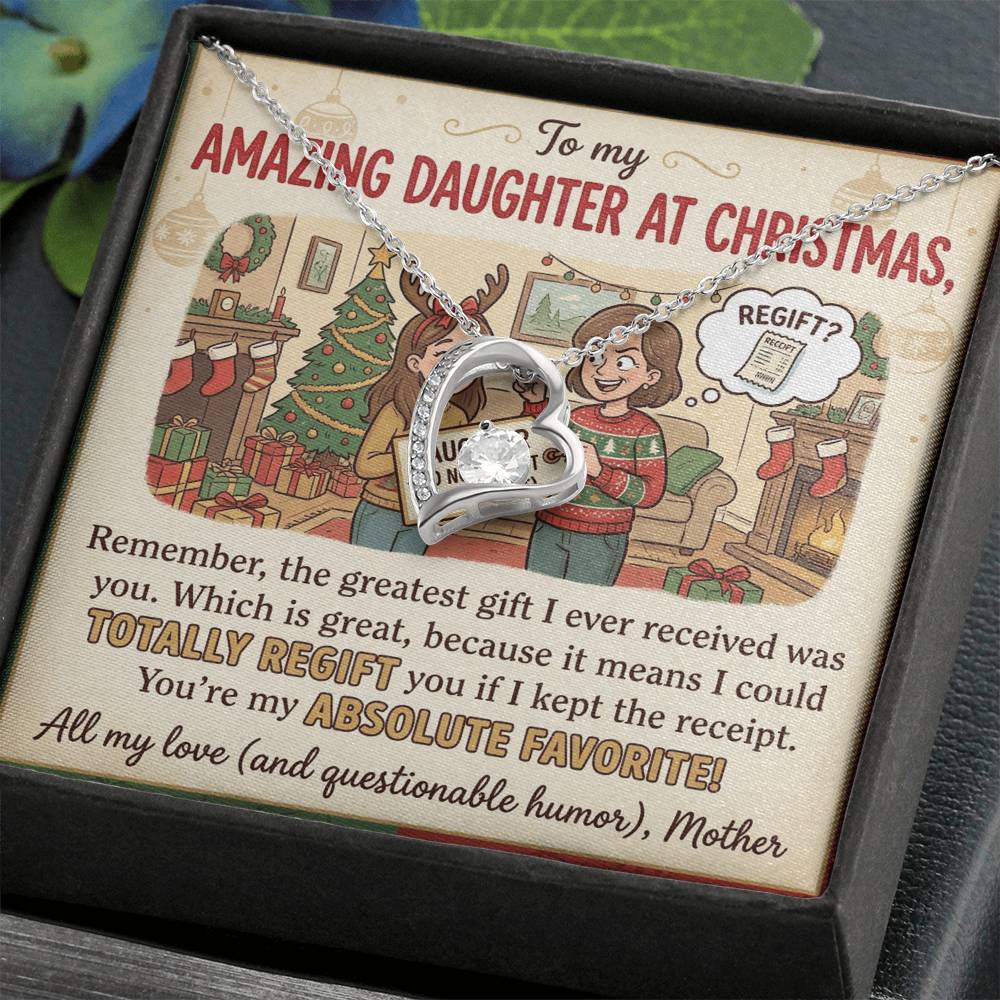 To My Daughter Necklace From Mother, Funny Christmas Gift, Favorite Daughter Gift Idea - Love Knot Necklace-LKN81928