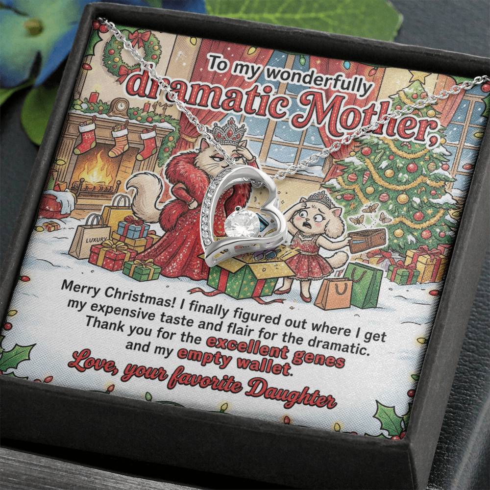 To My Mother Necklace From Daughter, Funny Christmas Gift for Mom, Humorous Holiday Gift, Love Knot Necklace-LKN75094