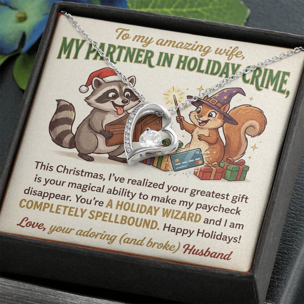 To My Wife Necklace From Husband, Funny Christmas Gift, Partner In Holiday Crime, Love Knot Necklace-LKN99813