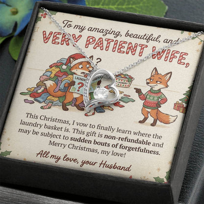 To My Wife Necklace From Husband, Funny Christmas Gift, Humorous Present for Patient Wife, Laundry Joke Gift, Love Knot Necklace-LKN17079