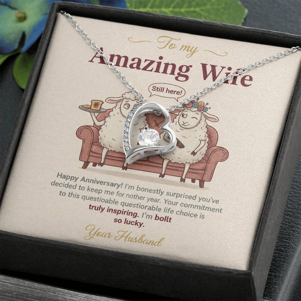 To My Wife Necklace From Husband, Funny Anniversary Gift For Her, Wife Birthday Gift - Love Knot Necklace-LKN50846
