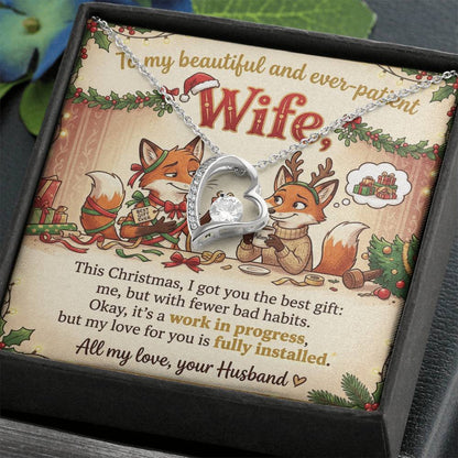 To My Wife Necklace From Husband, Funny Christmas Gift, Holiday Jewelry, Gift for Ever-Patient Wife - Love Knot Necklace-LKN16772