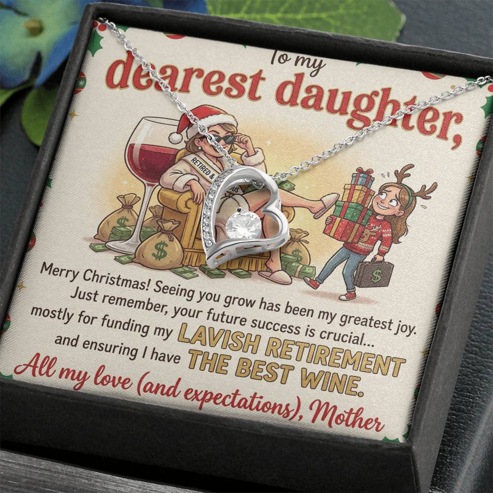 To My Dearest Daughter Necklace From Mother, Funny Christmas Gift, Humorous Xmas Present for Her, Future Success Gift, Love Knot Necklace-LKN56173