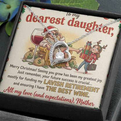To My Dearest Daughter Necklace From Mother, Funny Christmas Gift, Humorous Xmas Present for Her, Future Success Gift, Love Knot Necklace-LKN56173
