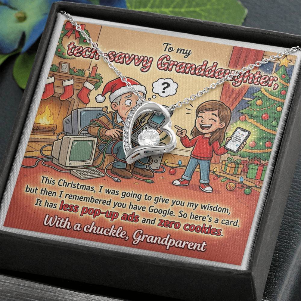 To My Granddaughter Necklace From Grandparent - Funny Christmas Gift, Humorous Tech-Savvy Granddaughter Xmas Present - Love Knot Necklace-LKN45469