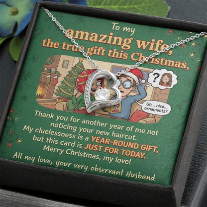 To My Wife Necklace From Husband, Funny Christmas Gift, The True Gift This Christmas, Humorous Wife Gift, Love Knot Necklace-LKN79300