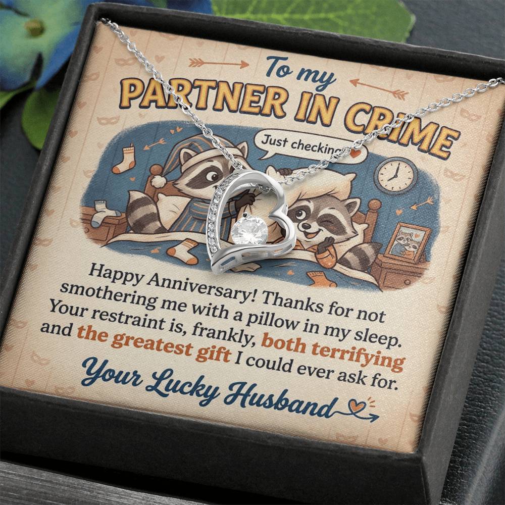 To My Partner In Crime Necklace From Husband, Funny Anniversary Gift for Wife, Romantic Husband to Wife Gift, Love Knot Necklace-LKN62891