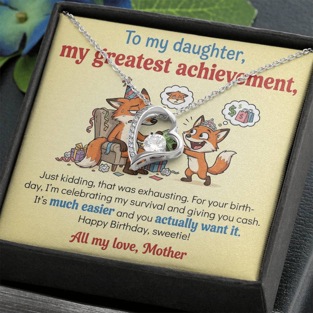 To My Daughter Necklace From Mother, Funny Birthday Gift For Daughter, Gift From Mom, Love Knot Necklace-LKN93599