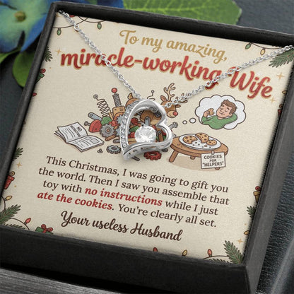 To My Wife Necklace From Husband, Funny Christmas Gift For Her, Miracle-Working Wife, Love Knot Necklace-LKN74647