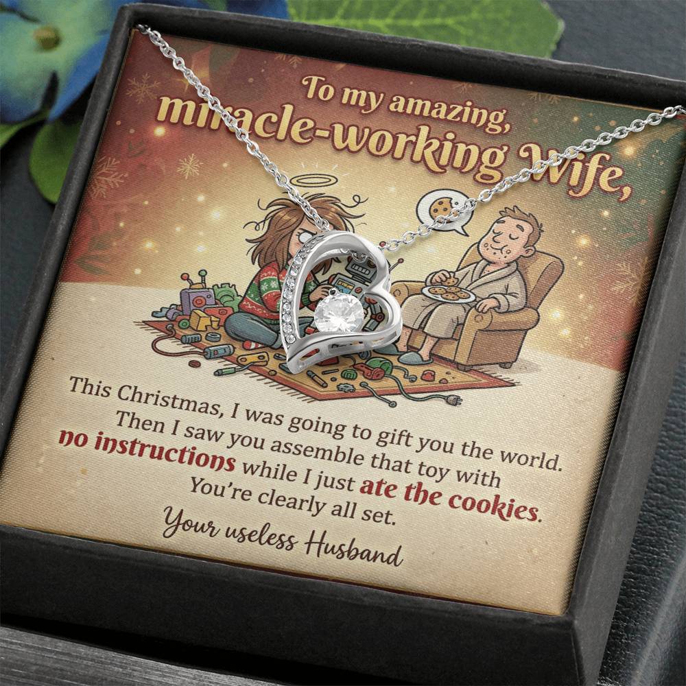 To My Wife Necklace From Husband, Funny Christmas Gift For Her, Miracle-Working Wife, Holiday Gift, Love Knot Necklace-LKN55827