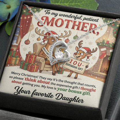 To My Mother Necklace From Daughter, Funny Christmas Gift For Mom, Birthday Present, Mother Daughter Gift, Love Knot Necklace-LKN13045