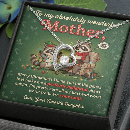 To My Mother Necklace From Daughter, Funny Christmas Gift, Xmas Present for Mom, Birthday Gift, Your Fault Chaos Goblin, Love Knot Necklace-LKN32129
