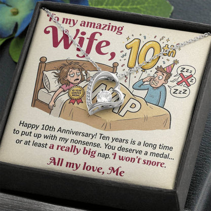 To My Wife Necklace From Husband, Funny 10th Anniversary Gift For Wife - Love Knot Necklace-LKN27220