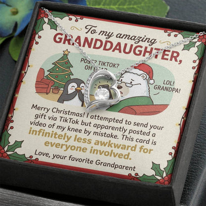 To My Granddaughter Necklace From Grandparent, Funny Christmas Gift for Granddaughter, Xmas Gift Idea - Love Knot Necklace-LKN45951