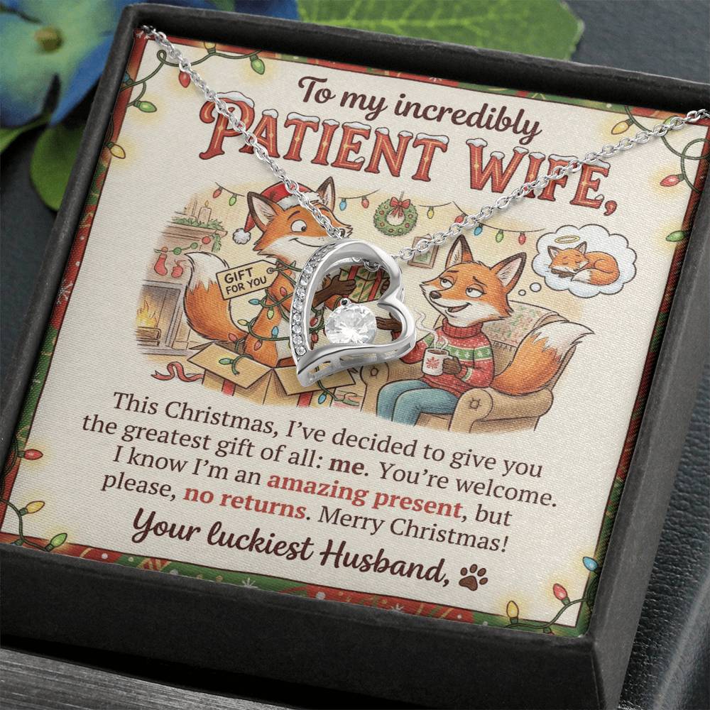 To My Wife Necklace From Husband, Funny Christmas Gift, Holiday Present for Patient Wife - Love Knot Necklace-LKN18034