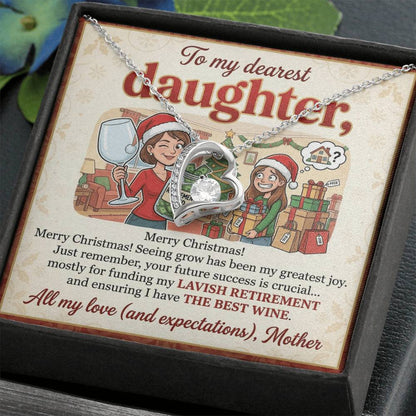 To My Daughter Necklace From Mother, Funny Christmas Gift for Daughter, Xmas Present, Holiday Jewelry Gift - Love Knot Necklace-LKN54012
