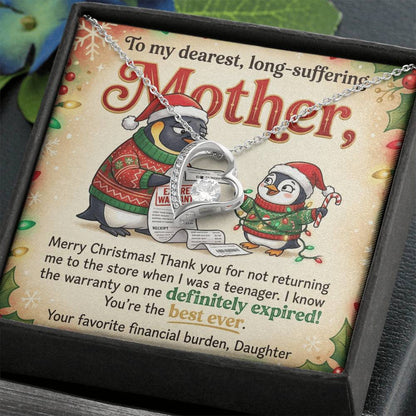 To My Mother Necklace From Daughter, Funny Christmas Gift For Mom, Birthday Present, Best Mom Ever Gift - Love Knot Necklace-LKN75077