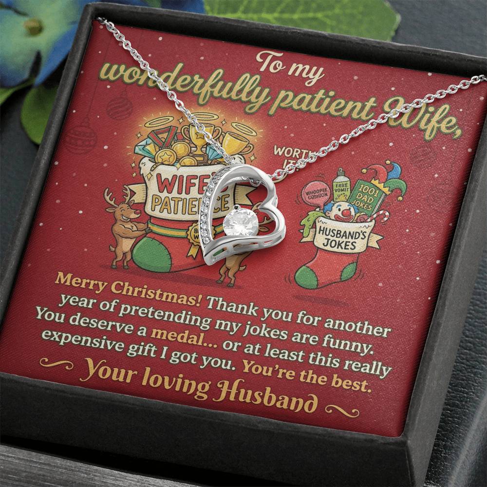 To My Wife Necklace From Husband, Funny Christmas Gift For Her, Husband to Wife Jewelry, Holiday Gift for Wife - Love Knot Necklace-LKN80863