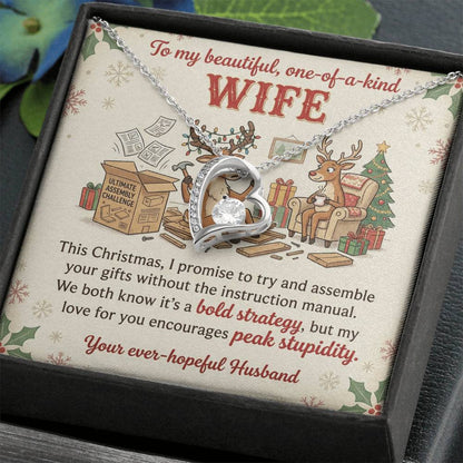 To My Wife Necklace From Husband, Funny Christmas Gift, Holiday Present for Her - Love Knot Necklace-LKN77334