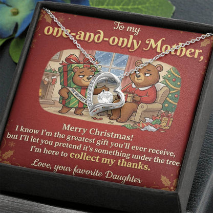 To My Mother Necklace From Daughter, Funny Christmas Gift for Mom, Mom Christmas Present, The Greatest Gift You'll Ever Receive - Love Knot Necklace-LKN77825