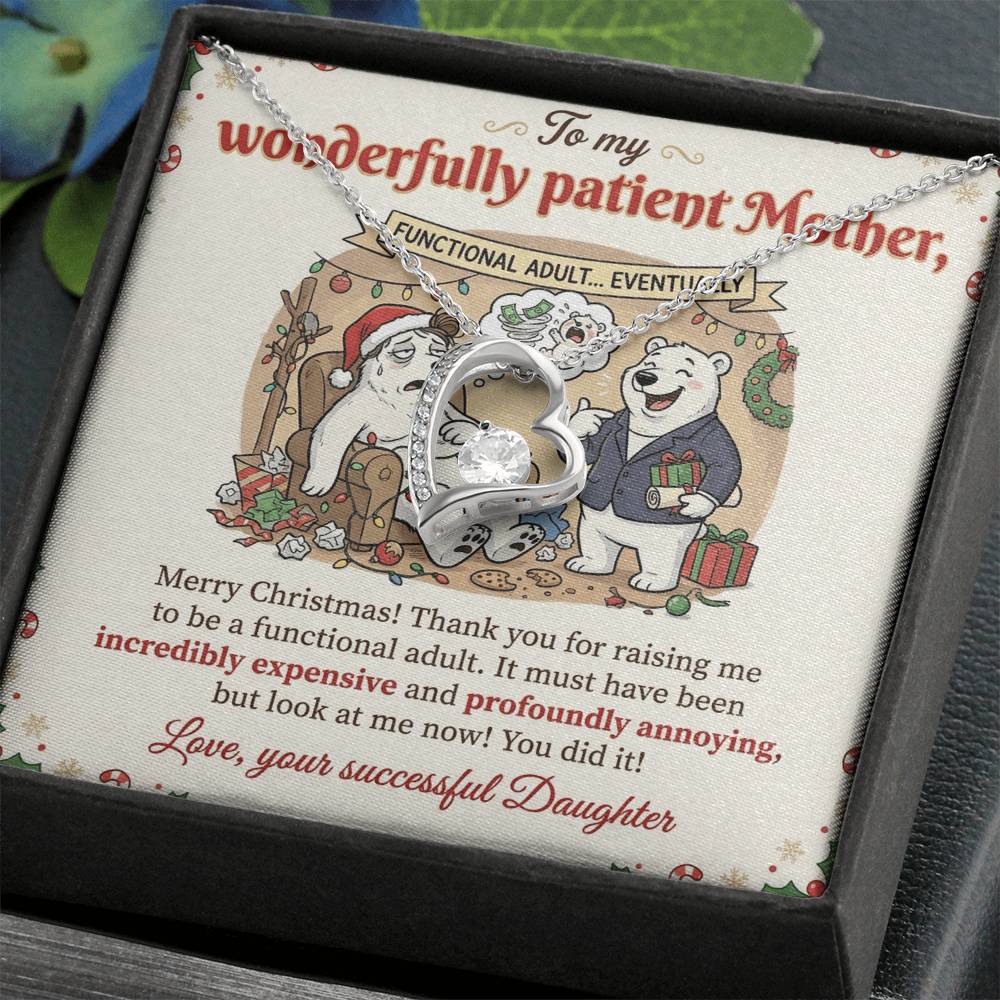 To My Mother Necklace From Daughter, Funny Christmas Gift for Mom, Birthday Gift, Holiday Jewelry Gift for Mother, Love Knot Necklace-LKN39897