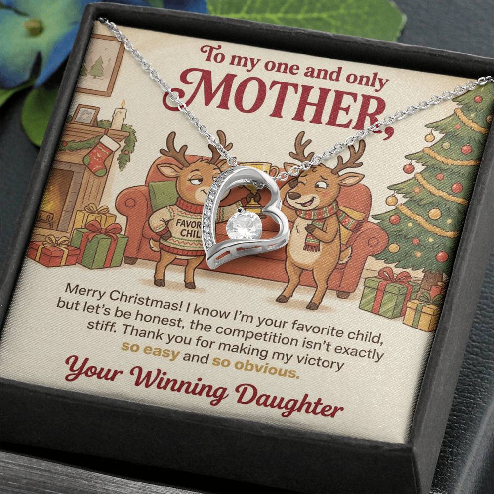 To My Mother Necklace From Daughter, Funny Favorite Child Christmas Gift, Xmas Present for Mom - Love Knot Necklace-LKN75523