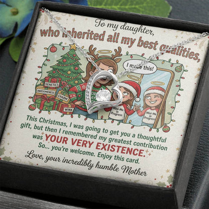 To My Daughter Necklace From Mother, Funny Christmas Gift, Gift For Daughter From Mom - Love Knot Necklace-LKN29867