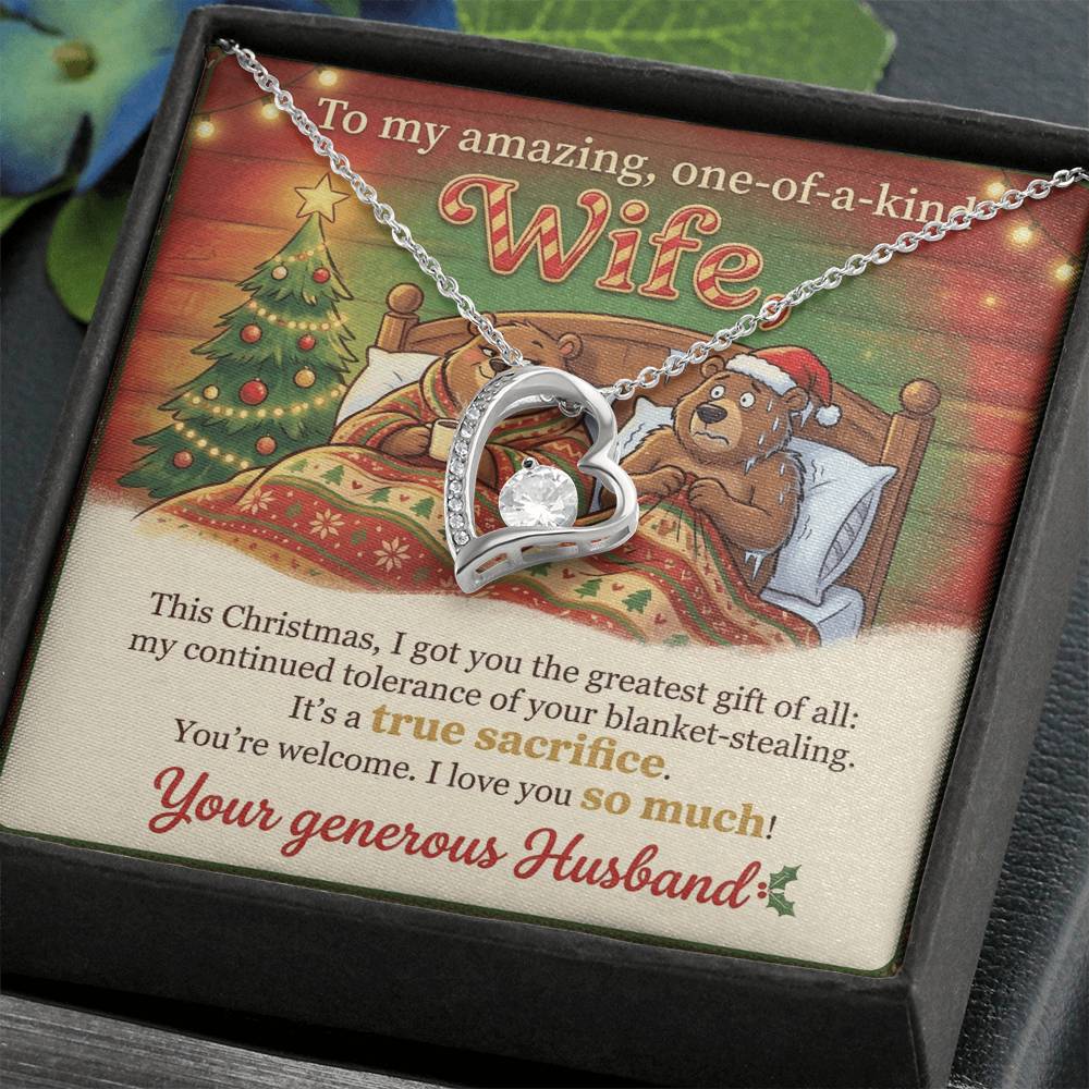 To My Wife Necklace From Husband, Funny Christmas Gift for Her, Holiday Present - Love Knot Necklace-LKN97291