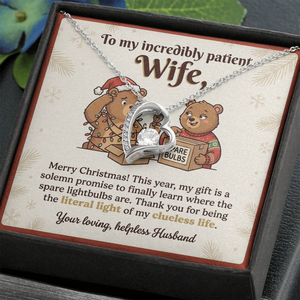 To My Wife Necklace From Husband, Funny Christmas Gift for Wife, Holiday Gift Idea - Love Knot Necklace-LKN26651