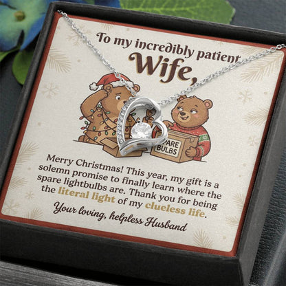 To My Wife Necklace From Husband, Funny Christmas Gift for Wife, Holiday Gift Idea - Love Knot Necklace-LKN26651