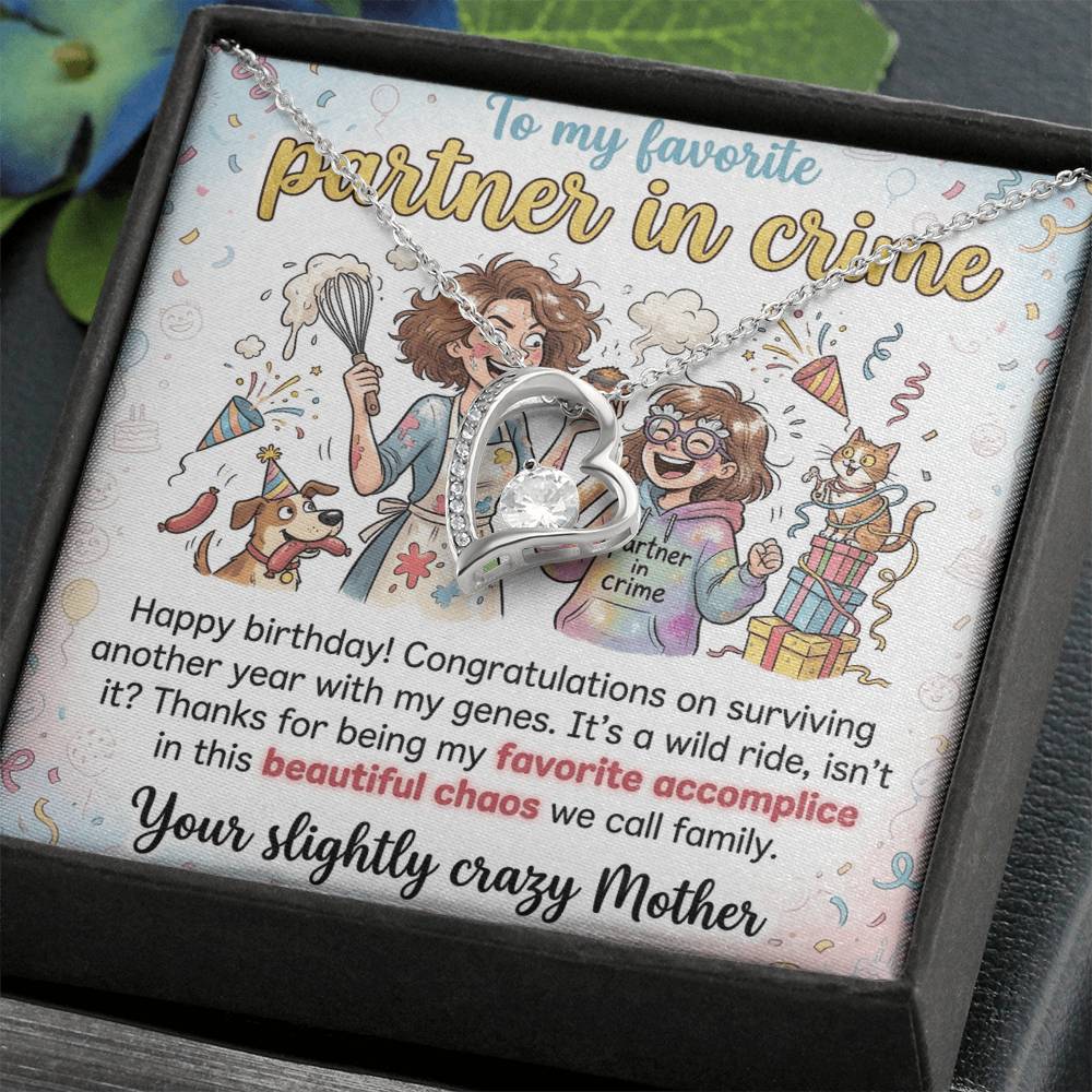 To My Daughter Necklace From Mom - Funny Birthday Gift, My Partner In Crime - Love Knot Necklace-LKN23675