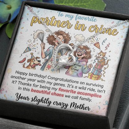 To My Daughter Necklace From Mom - Funny Birthday Gift, My Partner In Crime - Love Knot Necklace-LKN23675