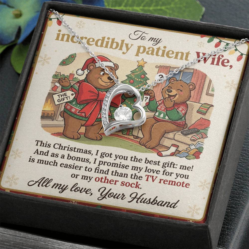 To My Wife Necklace From Husband, Funny Christmas Gift For Patient Wife, Anniversary, Birthday Gift - Love Knot Necklace-LKN77680