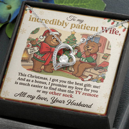 To My Wife Necklace From Husband, Funny Christmas Gift For Patient Wife, Anniversary, Birthday Gift - Love Knot Necklace-LKN77680