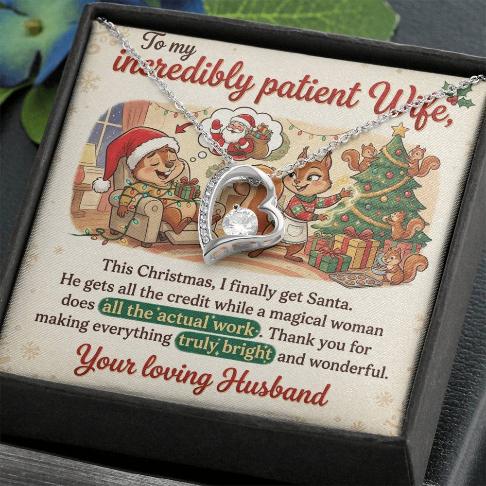 To My Wife Necklace From Husband, Funny Christmas Gift For Her, Xmas Present, Holiday Gift For Wife, Love Knot Necklace-LKN80474