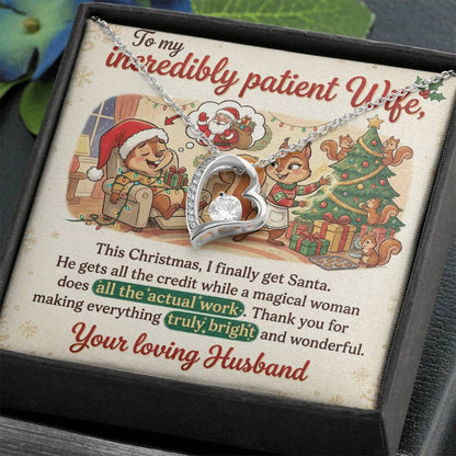 To My Wife Necklace From Husband, Funny Christmas Gift For Her, Xmas Present, Holiday Gift For Wife, Love Knot Necklace-LKN80474