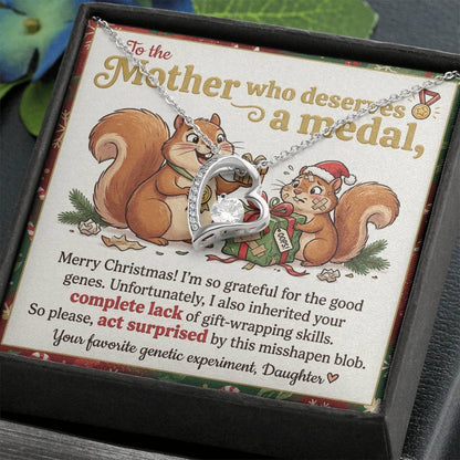 To My Mother Necklace From Daughter, Funny Christmas Gift, Holiday Gift for Mom - Love Knot Necklace-LKN83215