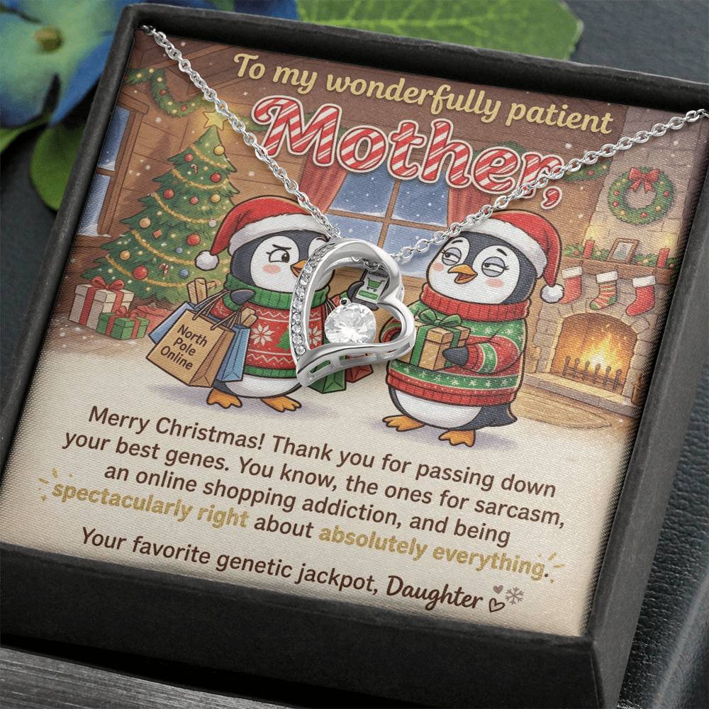 To My Mother Necklace From Daughter, Funny Merry Christmas Gift, Mom Christmas Present, Sarcastic Genes Gift - Love Knot Necklace-LKN81219