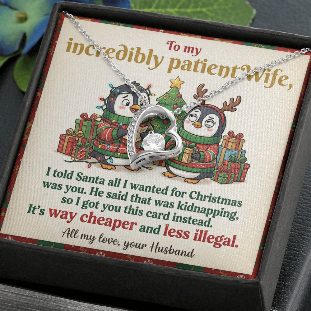 To My Wife Necklace From Husband, Funny Christmas Gift for Her, Romantic Holiday Present, Anniversary Gift - Love Knot Necklace-LKN66194