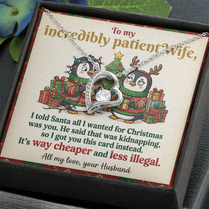 To My Wife Necklace From Husband, Funny Christmas Gift for Her, Romantic Holiday Present, Anniversary Gift - Love Knot Necklace-LKN66194