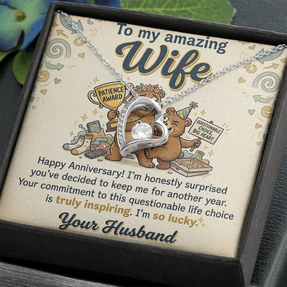 To My Wife Necklace From Husband - Funny Anniversary Gift for Her, Humorous Jewelry Gift from Hubby Love Knot Necklace-LKN44773