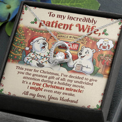 To My Patient Wife Necklace From Husband, Funny Christmas Gift, Holiday Present for Her - Love Knot Necklace-LKN52468