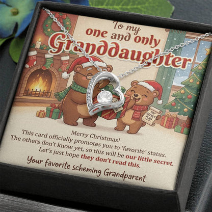 To My Granddaughter Necklace From Grandparent, Favorite Granddaughter Christmas Gift, Holiday Present for Her - Love Knot Necklace-LKN97259